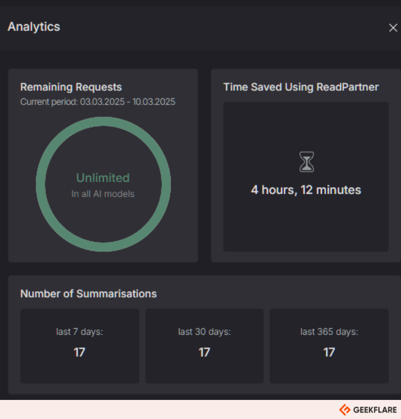 ReadPartner analytics