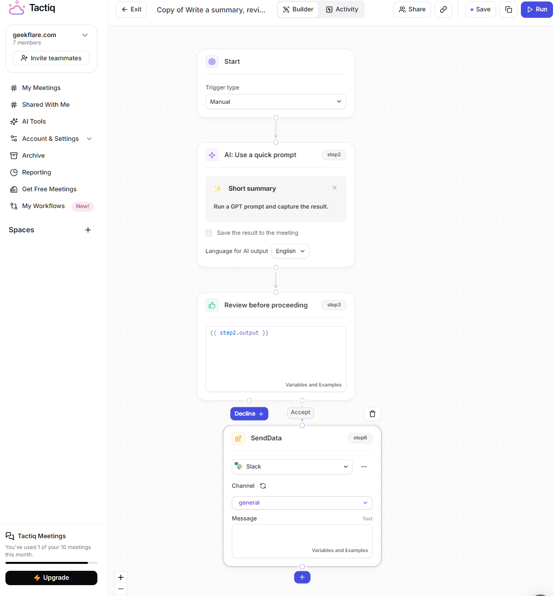 Tactiq Ai workflow