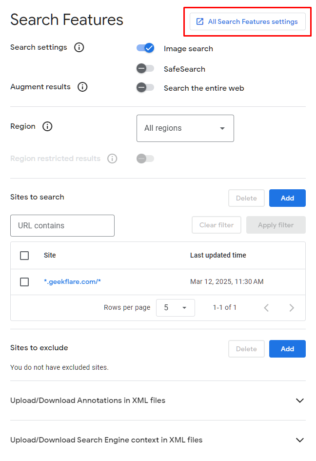 google CSE basic search features