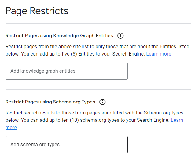 google cse page restricts