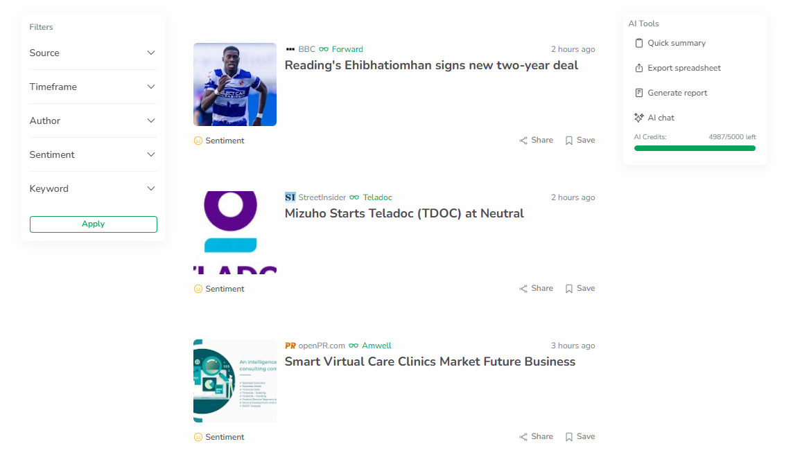 readpartner google news collection filters