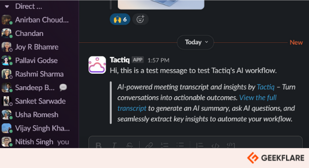 tactiq worked slack