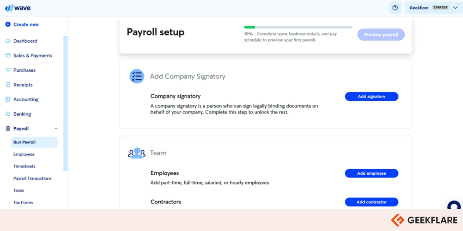 wave payroll setup