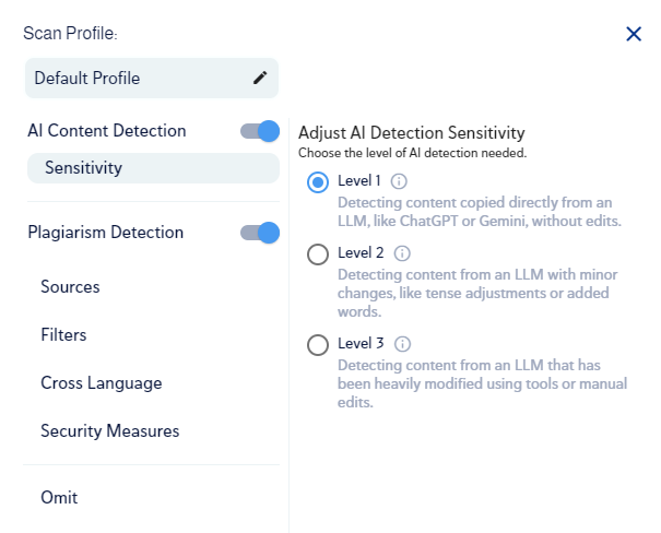 Copyleaks AI detection sensitivity