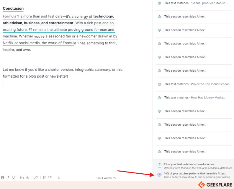 Grammarly AI detector 46 percent