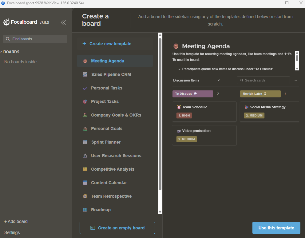 FocalBoard templates