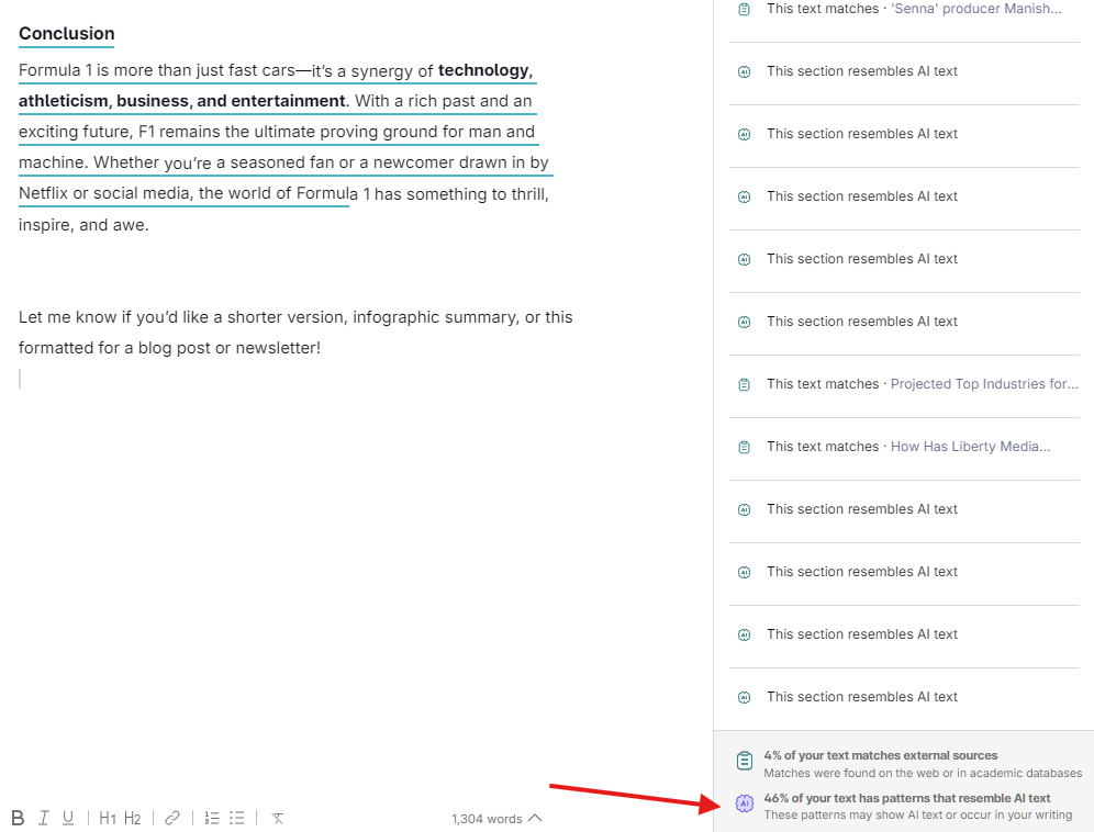 Grammarly AI detector 46 percent