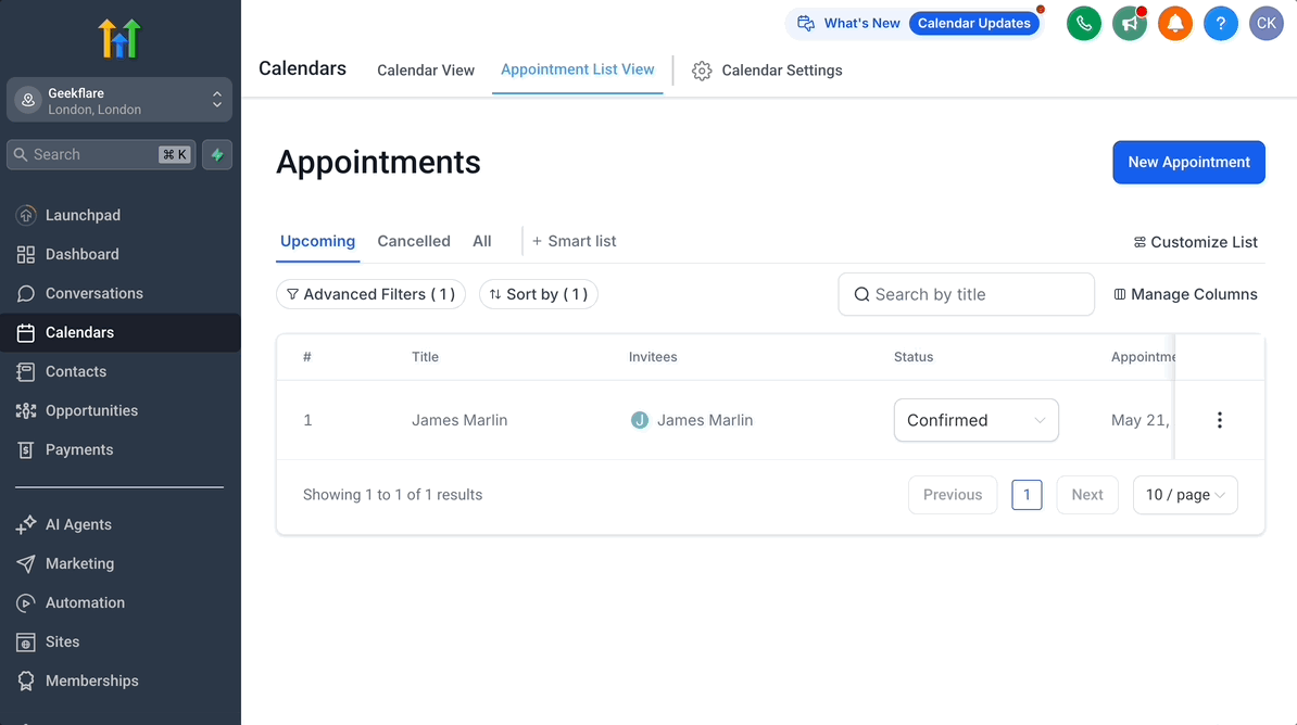 HighLevel appointment scheduling