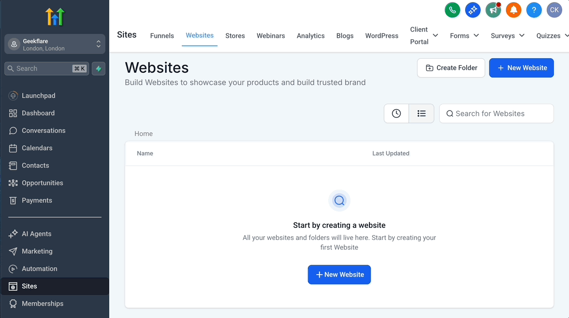 HighLevel website builder