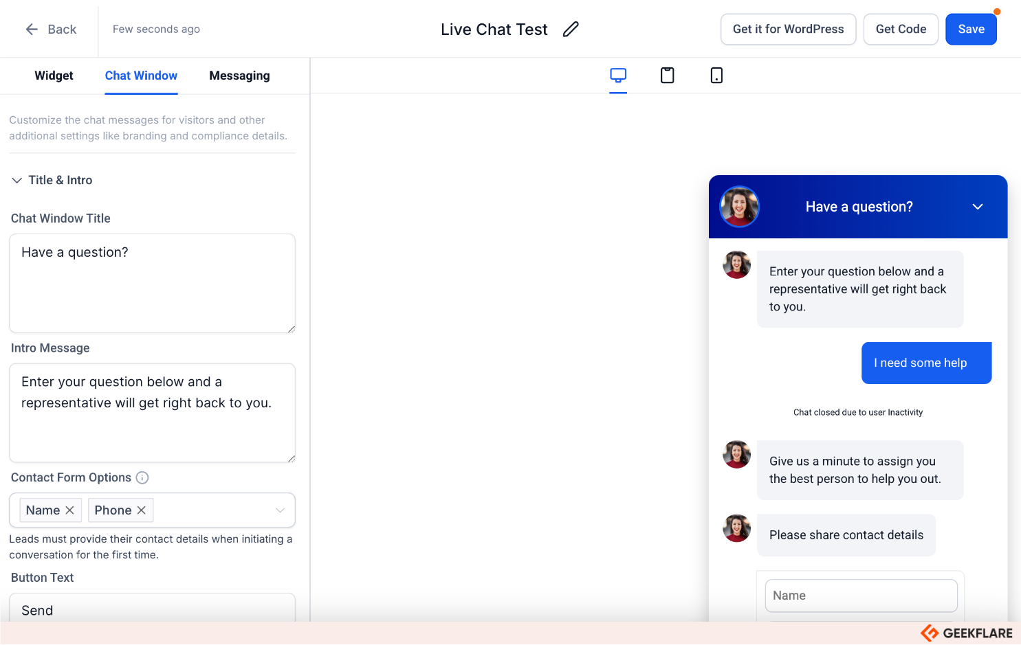 HighLevel's live chat widget