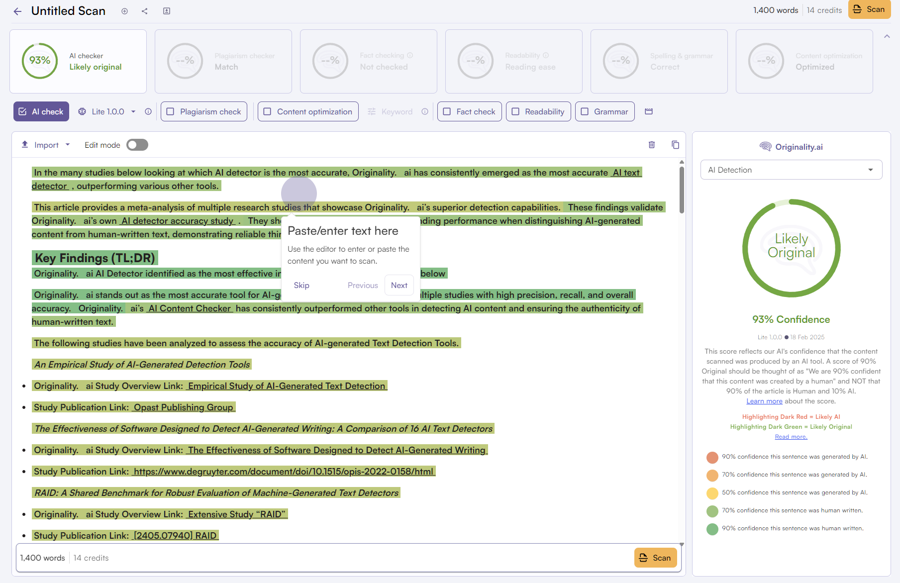 Originality Ai content detection