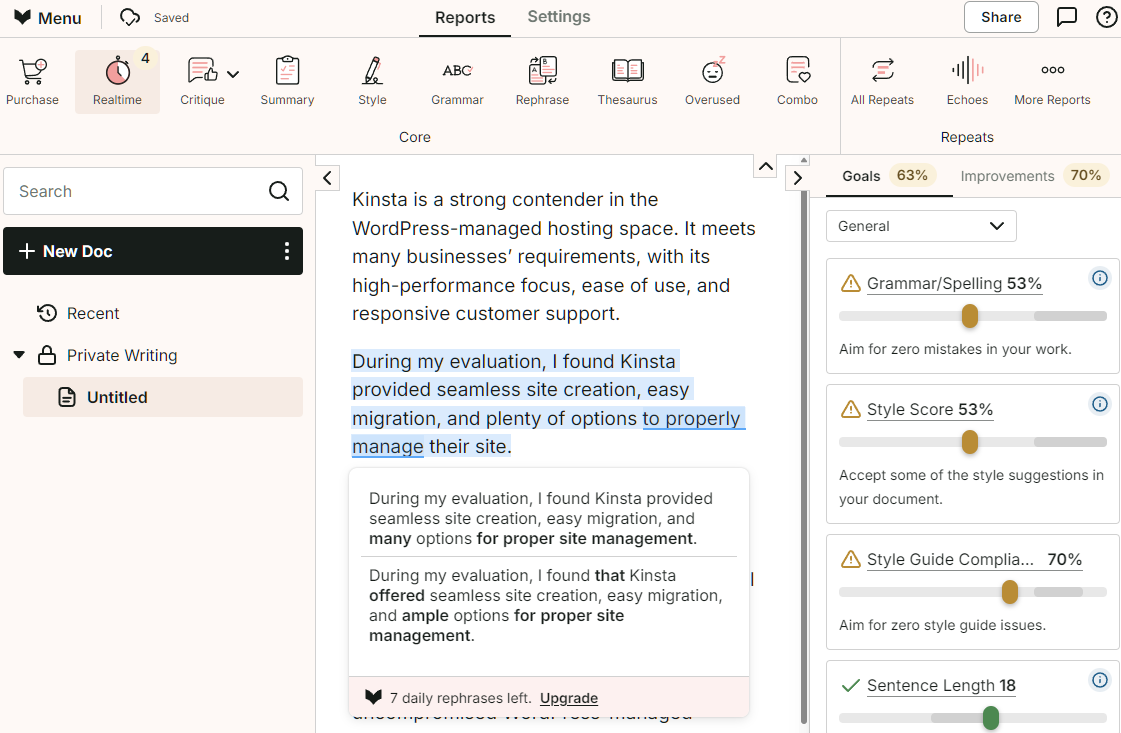 ProWritingAid editor