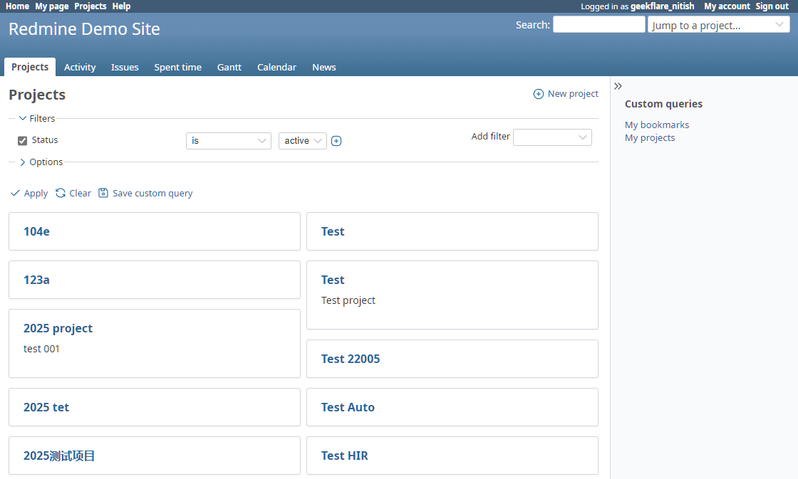Redmine demo site