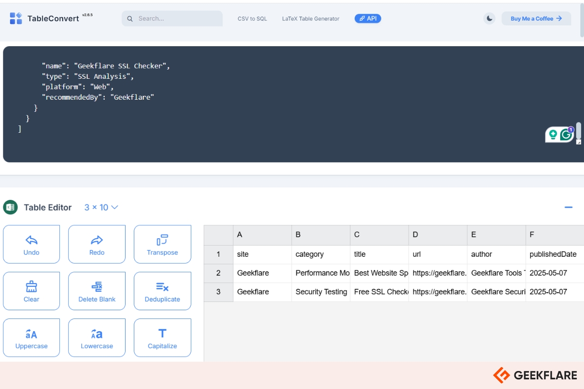 TableConvert