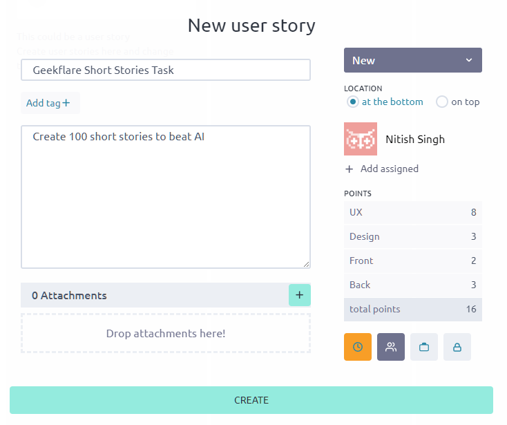 Taiga user stories
