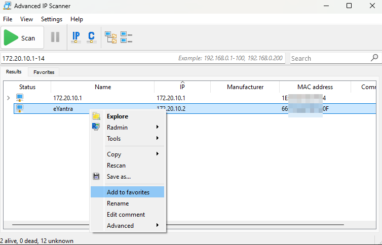 advanced ip scanner favourites