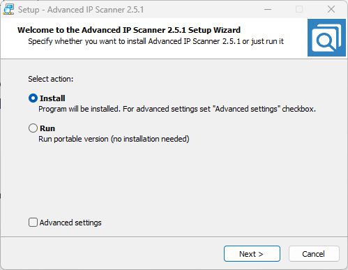 advanced ip scanner installation