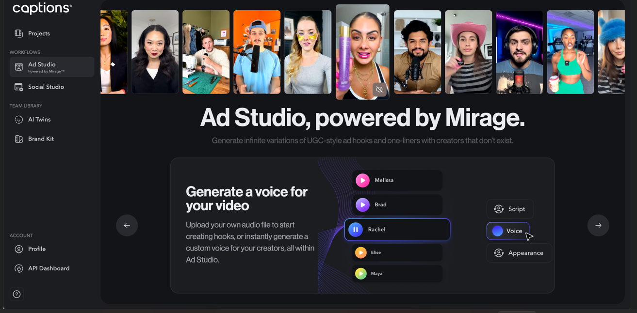 captions ai ads studio