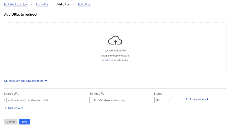 cloudflare pages redirect dev