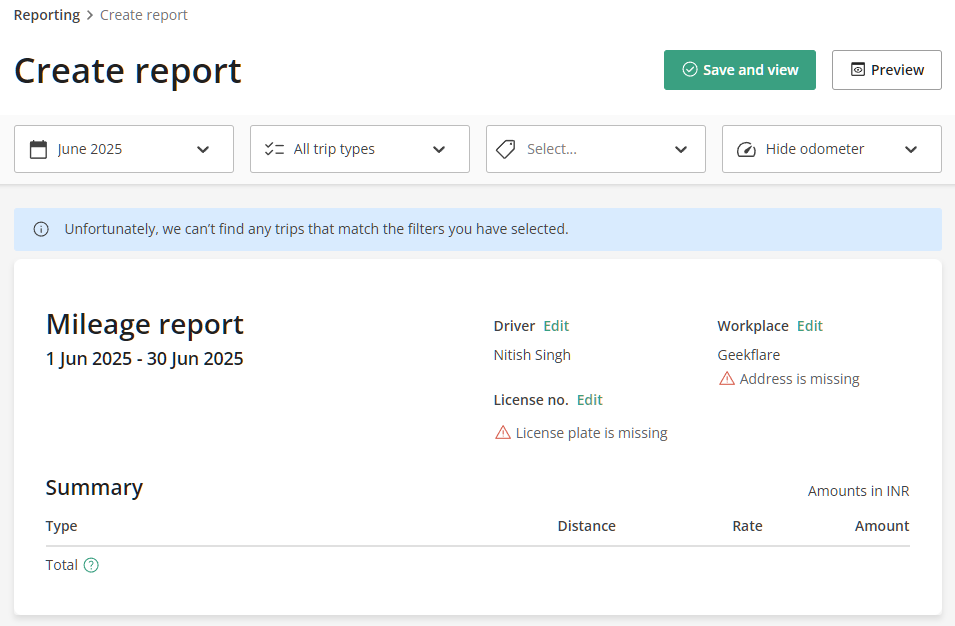 Driversnote reporting