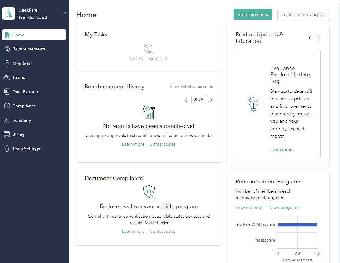 Everlance dashboard