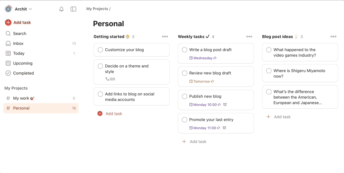 I tried Todoist natural language support