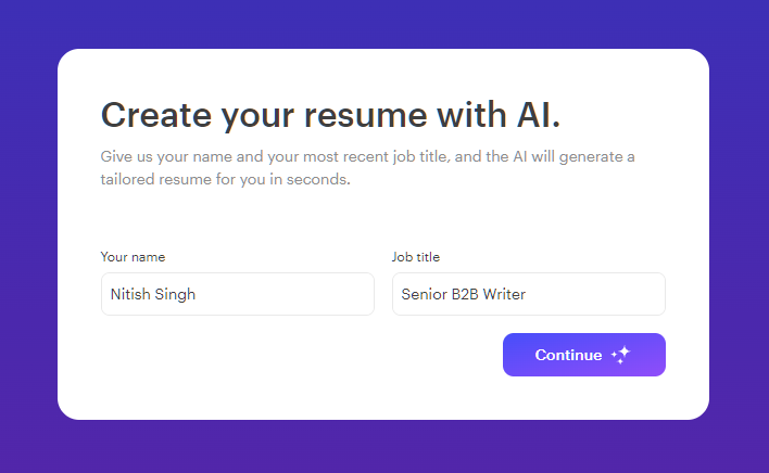 Kickresume AI builder