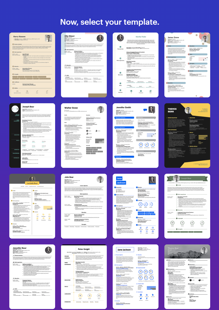 Kickresume AI templates