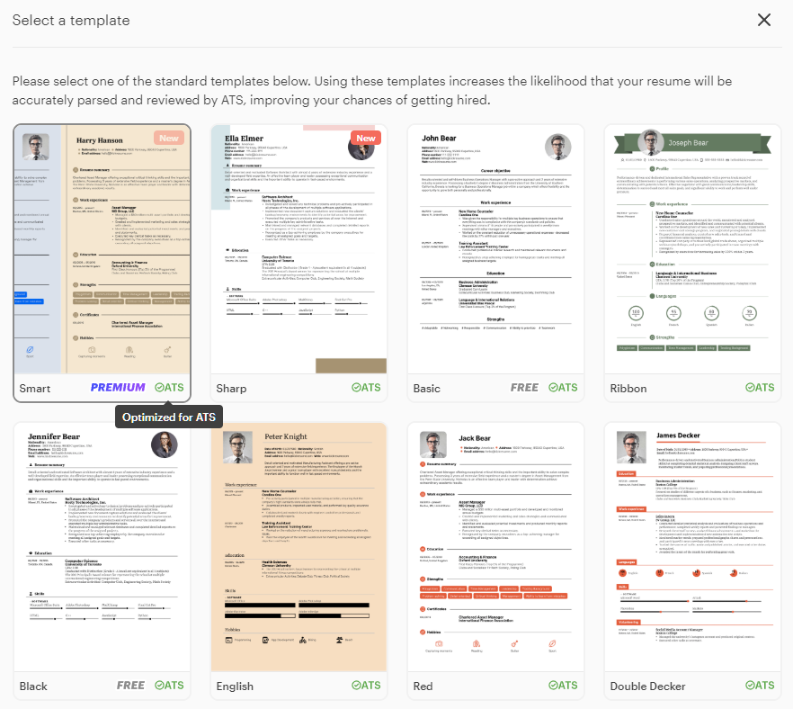 Kickresume ATS optimized templates