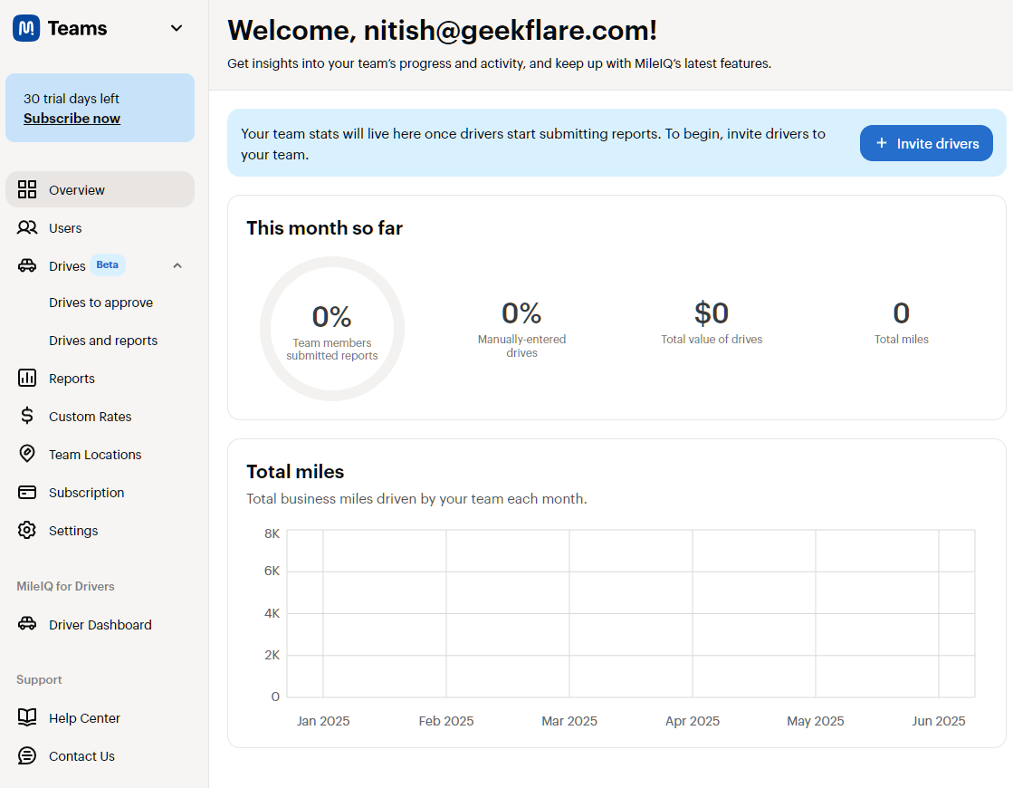 MilesIQ dashboard
