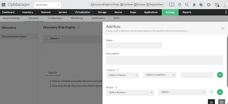 OpManager Network Discovery