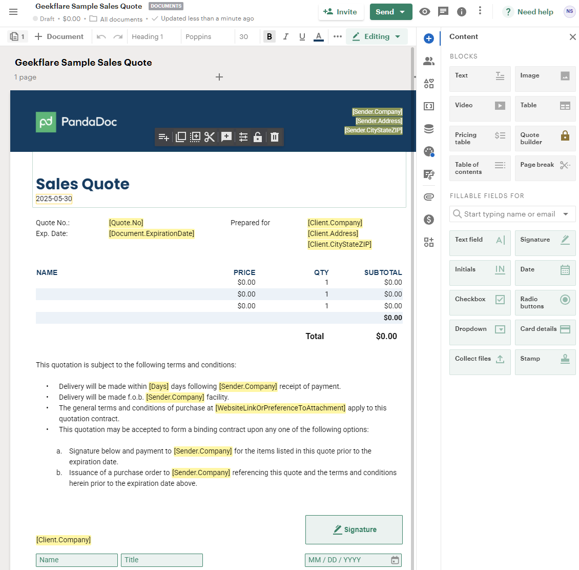 PandaDoc Sales quote