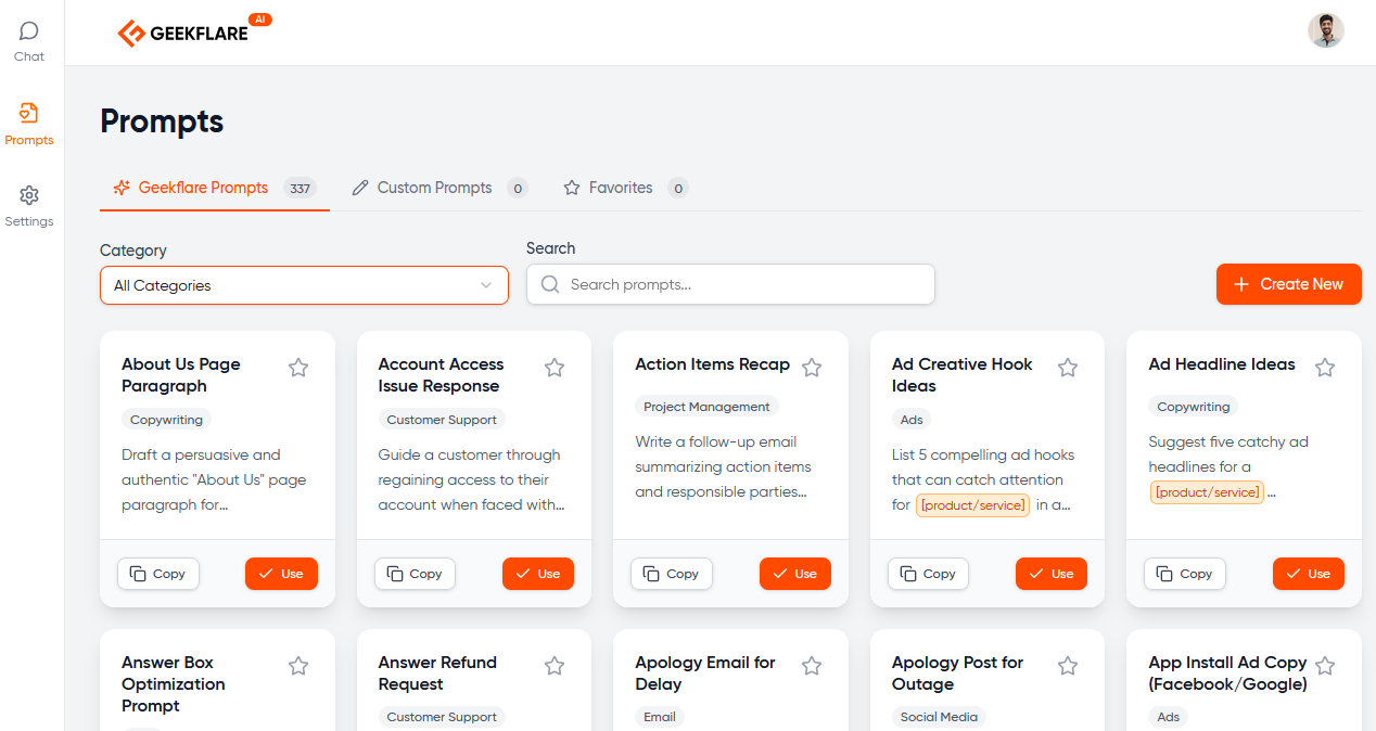 geekflare ai prompt library