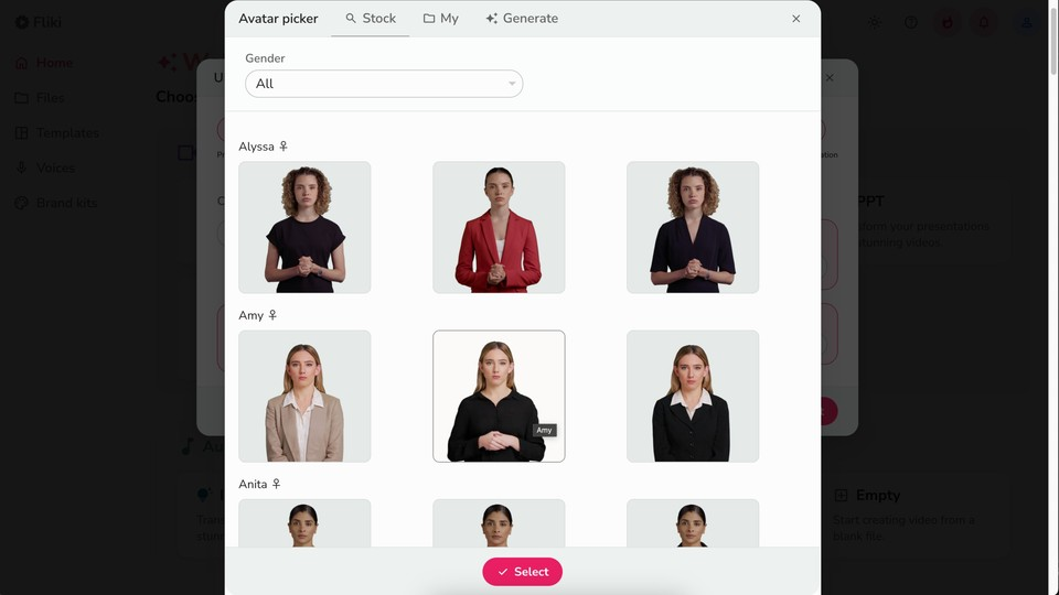 Fliki AI avatars