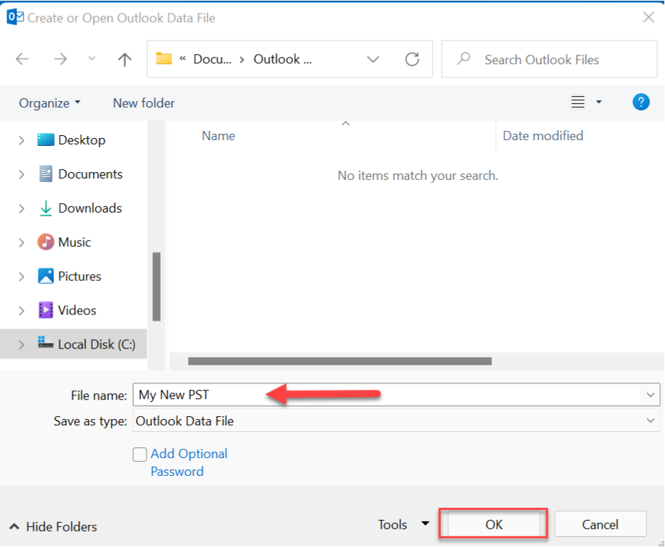 ost to pst method 1 step 2