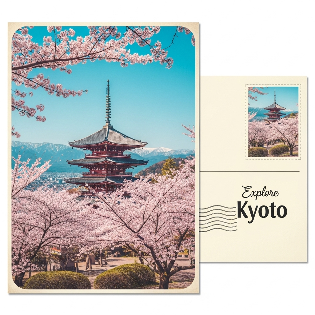 vintage travel postcard kyoto imagen 4.original