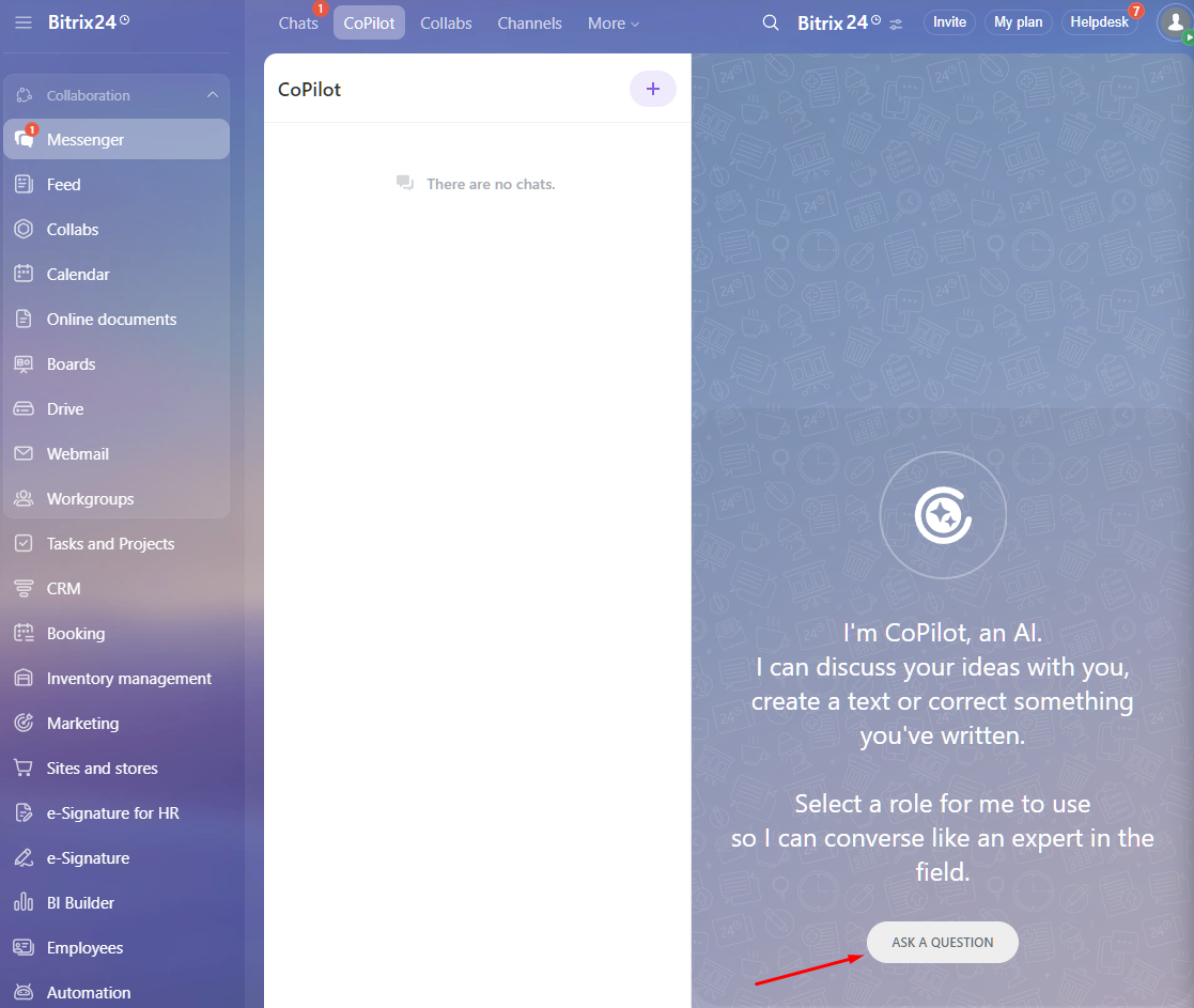 Copilot Bitrix24 via messenger