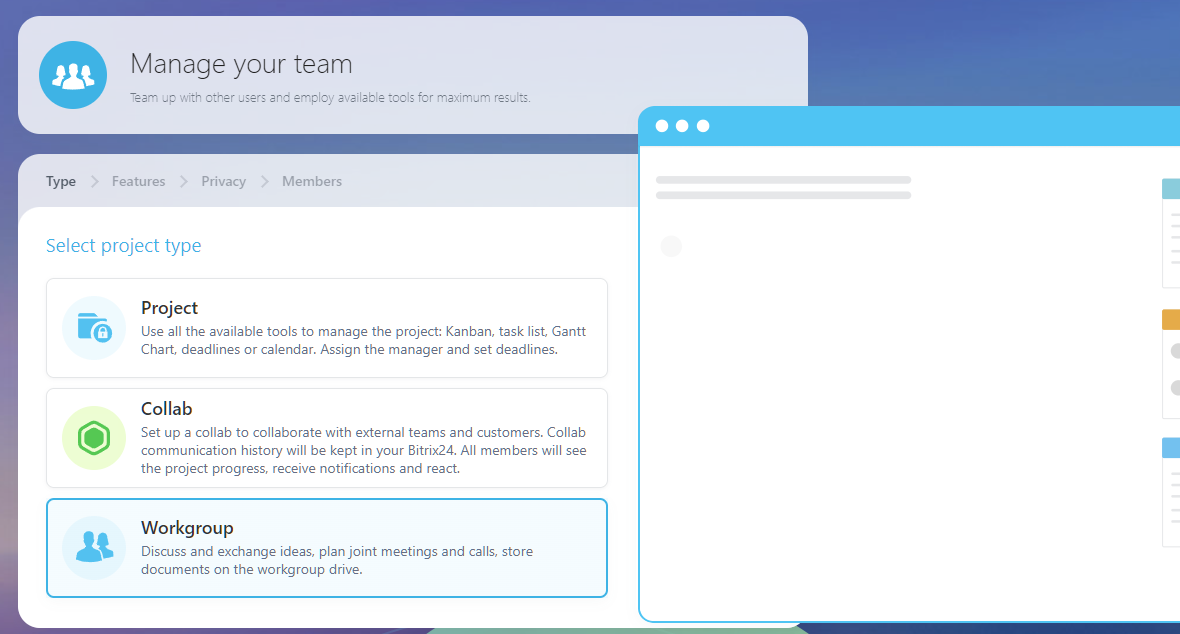 Bitrix 24 workgroups