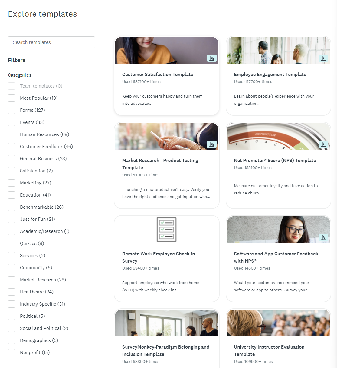 4 Survey Monkey all templates