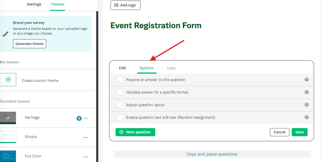 event creation form scratch questions form