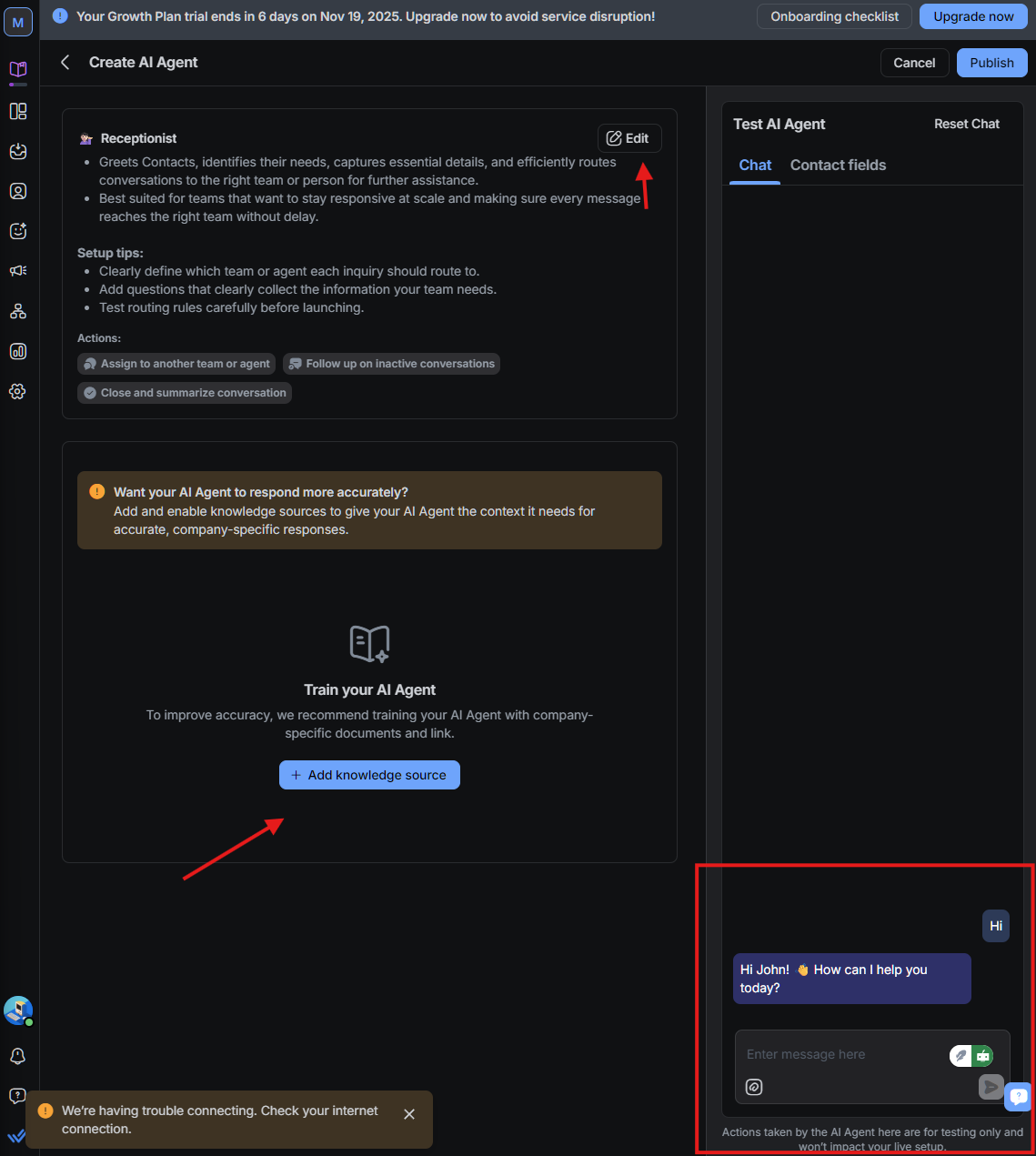 respond io ai agent library edit